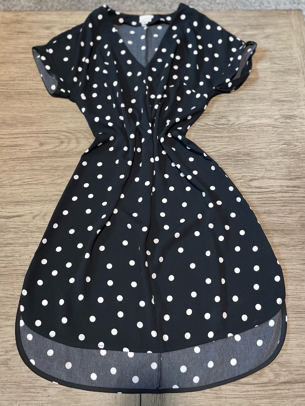 A New Day women’s dress, medium, black and white polka, gold buttons.